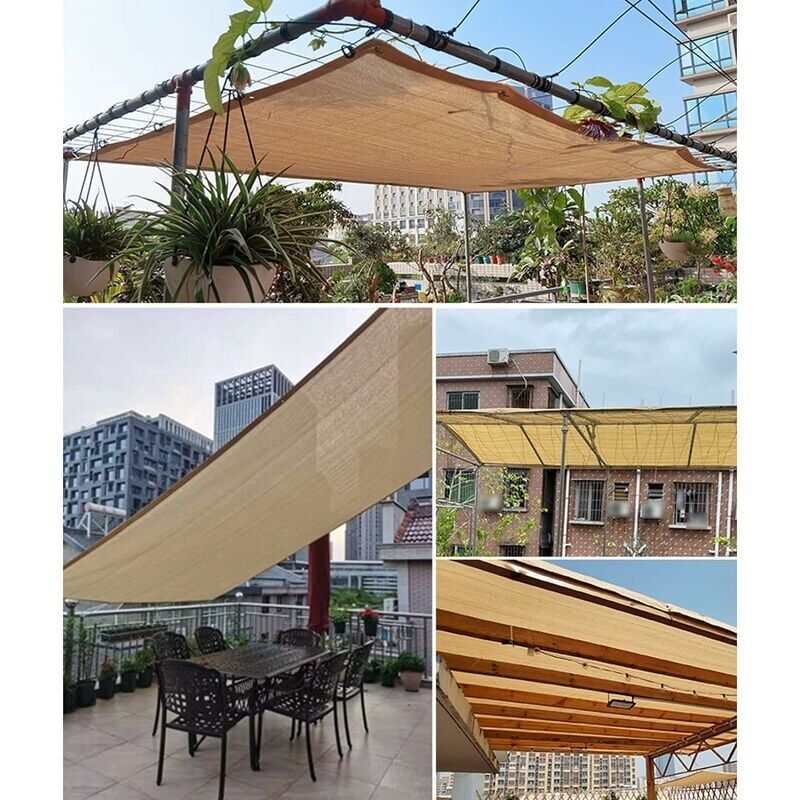 Rectangular Shade Net, Outdoor Lightweight Shade Cloth for Awning Pool Garage, Shade Cloth with Heavy Duty Grommets, Beige, 3 x 6m