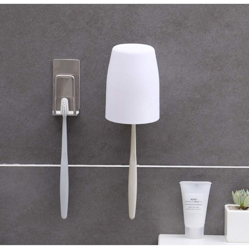 4 Pack Toothbrush Holder Stainless Steel Toothbrush Holders, Wall Mounted, Cups, Mugs, Toothbrush Holders, Waterproof and Self Adhesive, No Drilling