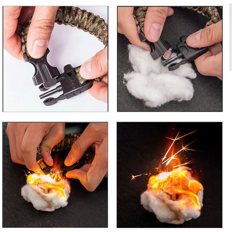 Outdoor Camping Survival Watch Multifunctional Bracelet Compass Rope Whistle Paracord Bracelet Tool Kit