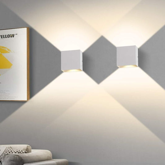 2 Pcs Indoor Wall Light, Bedroom Wall Light 6W 3000K, LED Square Wall Light, White Wall Lamp Used in Living Room, Bathroom, Kitchen, Dining Room