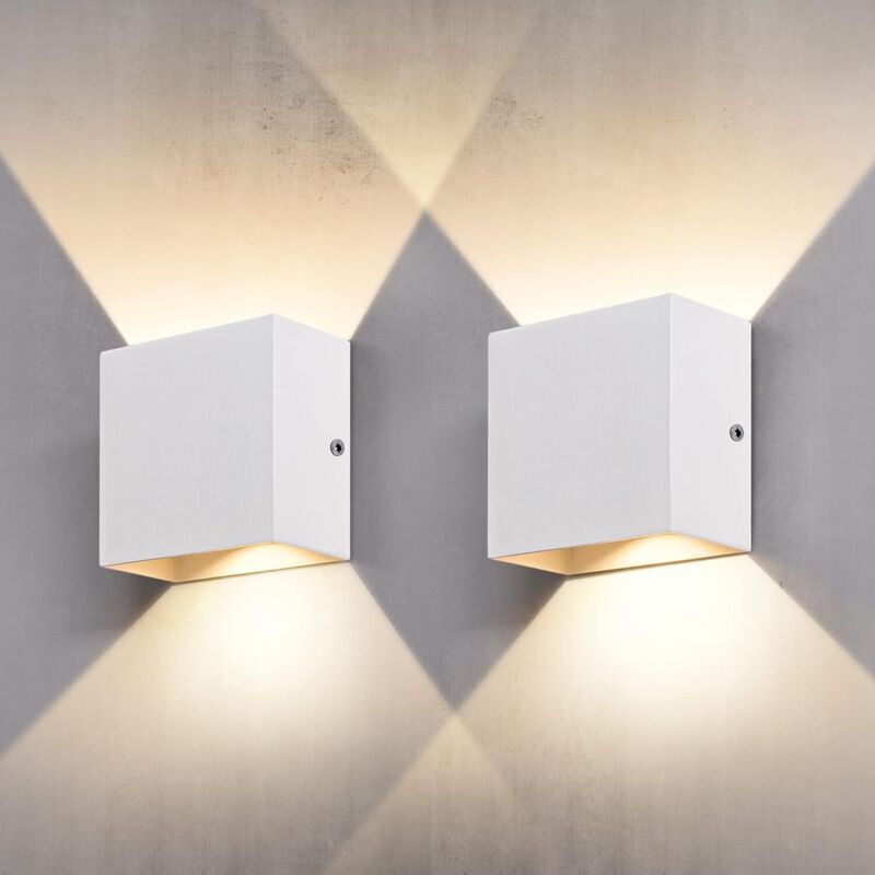 2 Pcs Indoor Wall Light, Bedroom Wall Light 6W 3000K, LED Square Wall Light, White Wall Lamp Used in Living Room, Bathroom, Kitchen, Dining Room