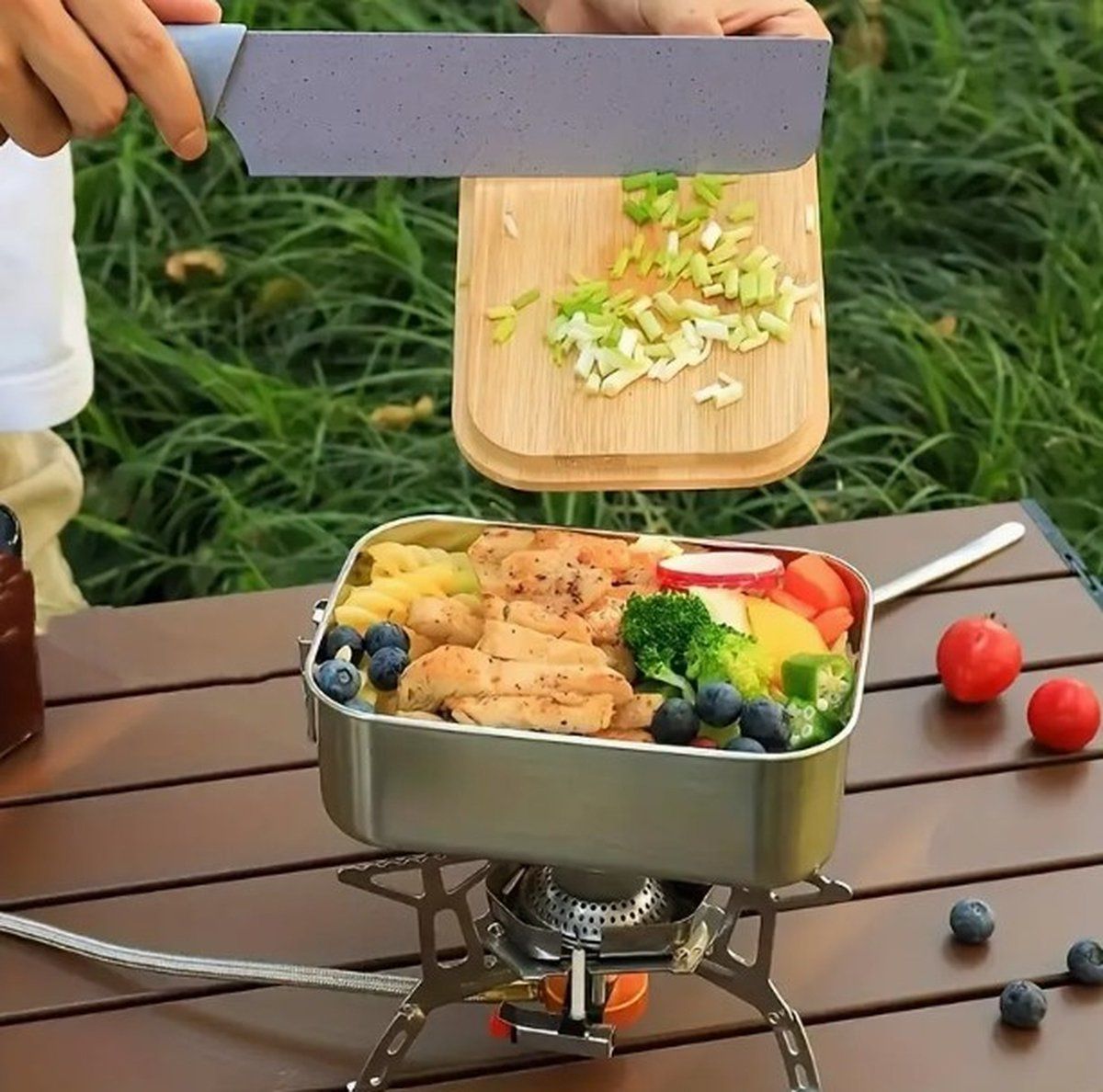 Stainless Steel Lunch Box With Bamboo Lid, Airtight Food Storage Container With Divider, For Work School Travel, 550 ml