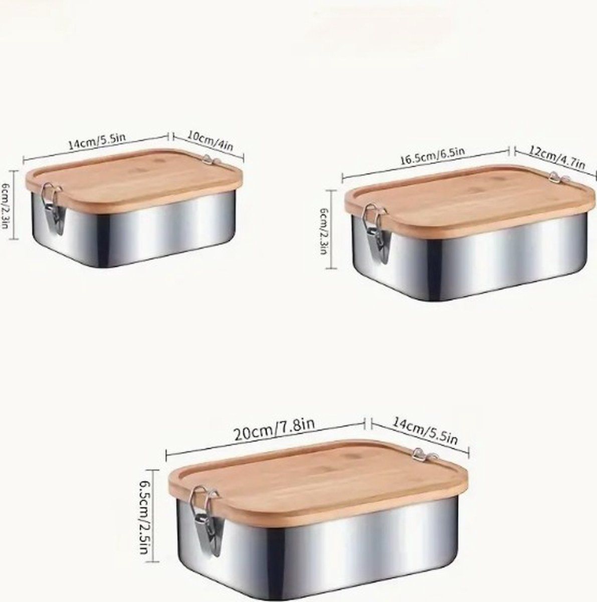 Stainless Steel Lunch Box With Bamboo Lid, Reusable Food Storage Container With Divider, For School Office Camping, 850 ml