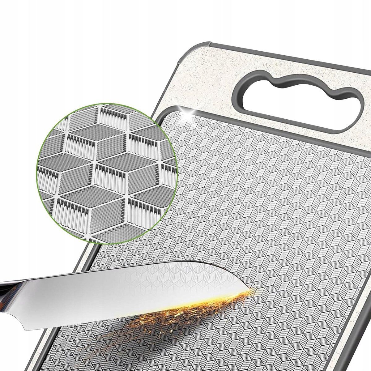 Double Sided Stainless Steel Cutting Board With Non Slip Edge Juice Groove And Built In Knife Sharpener For Meat Vegetables Fruit, 14.37 x 9.84 in