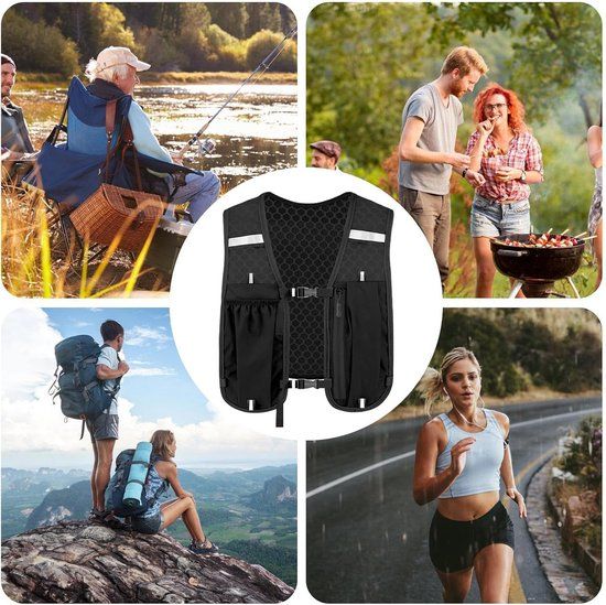 Running Hydration Vest With Reflective Strips, Phone Pockets And Bladder Compartment, Black, 2 L