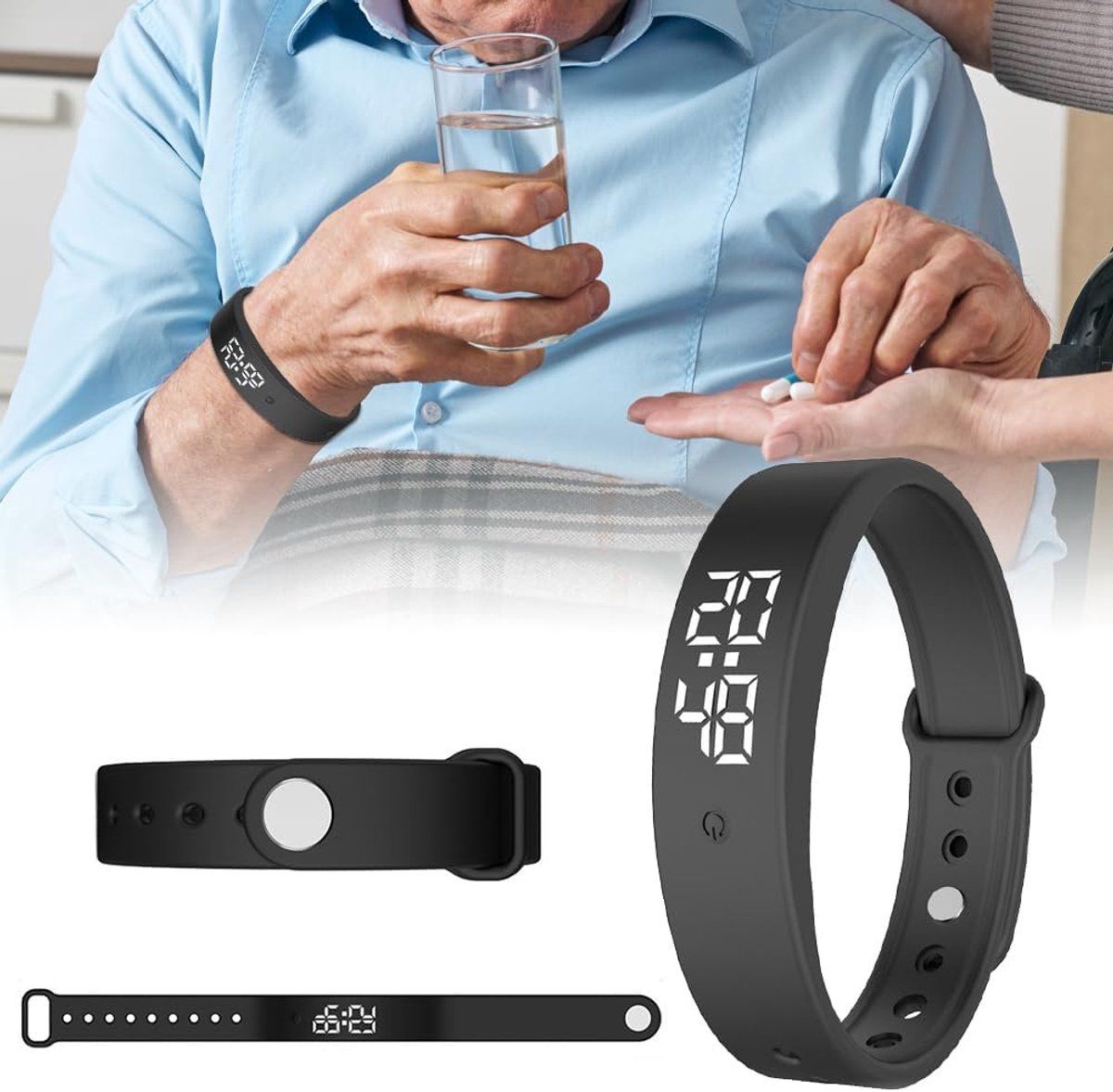Vibrating Alarm Watch Wristband With 10 Silent Reminders, LED Display And Silicone Strap, For Kids And Adults At School Office, Green, 240 mm