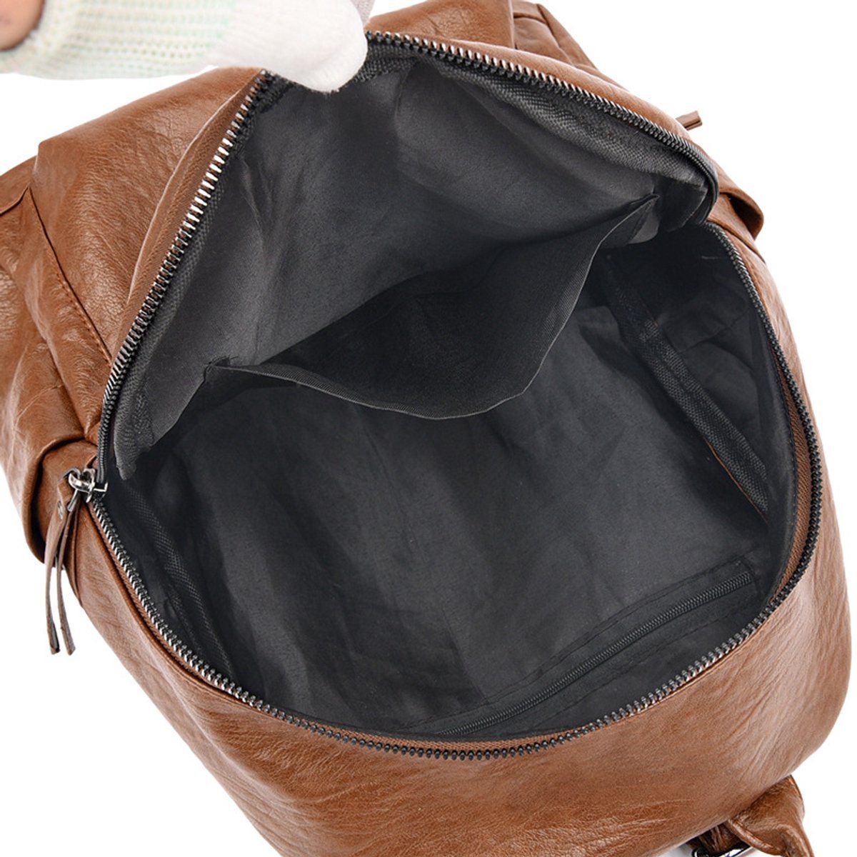 Womens Anti Theft Backpack, Waterproof Soft PU Leather Travel Daypack With Hidden Back Pocket For Commuting And Trips, Brown, 26 x 31 x 11 cm