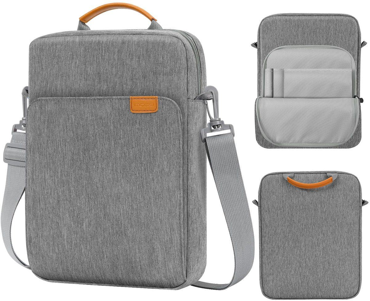 Laptop Sleeve Bag With Water Resistant Oxford Fabric, Extra Pockets And Shoulder Strap For Travel Work School, Light Gray, 13.3 in