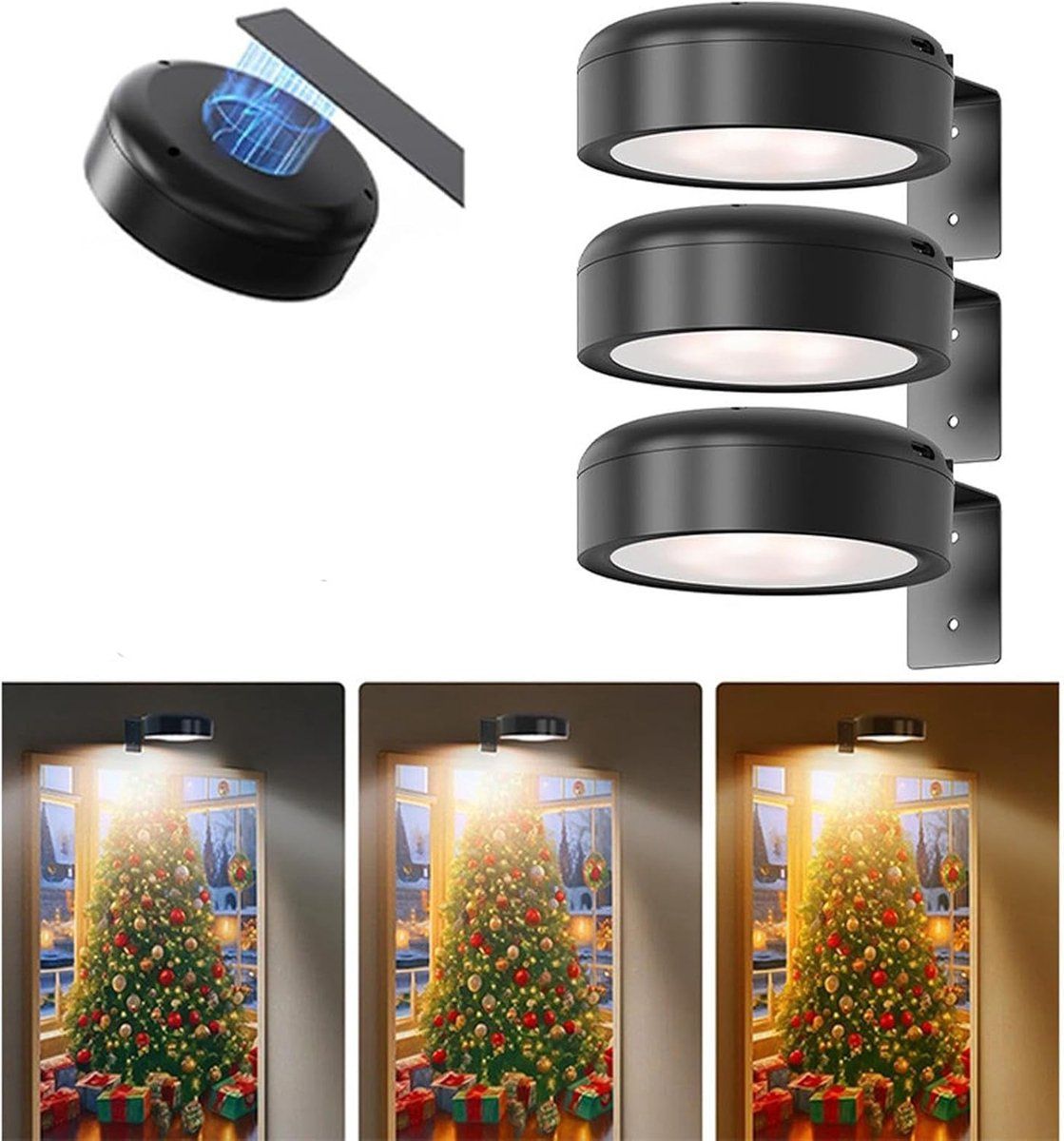 3 Pack Battery Operated Picture Lights, Magnetic LED Wall Art Display Lamp With Remote Control, 3 Lighting Modes Dimmable For Framed Paintings, Black
