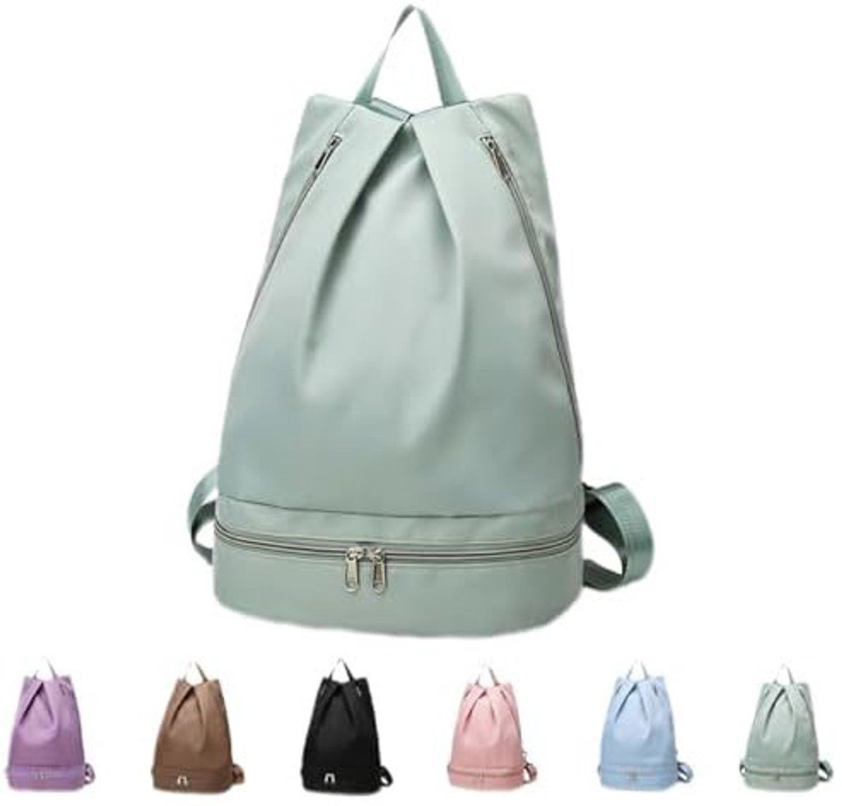 Gym Swim Backpack With Shoe Compartment, Wet Dry Separation Foldable Travel Sports Bag For Women, Green