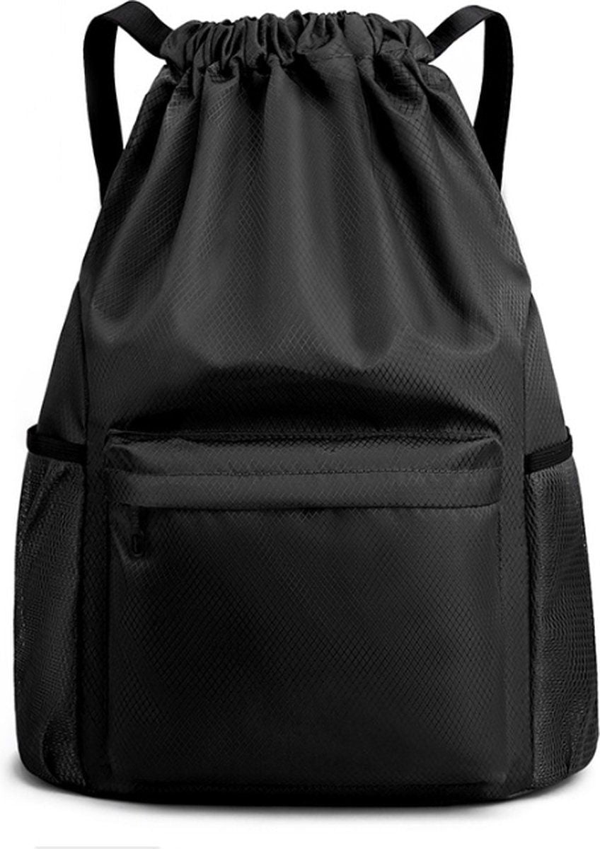 Drawstring Gym Backpack, Water Resistant Sports Bag With Wet Dry Compartment And Multiple Pockets, For Men And Women Swimming Yoga Travel, 16.5 in