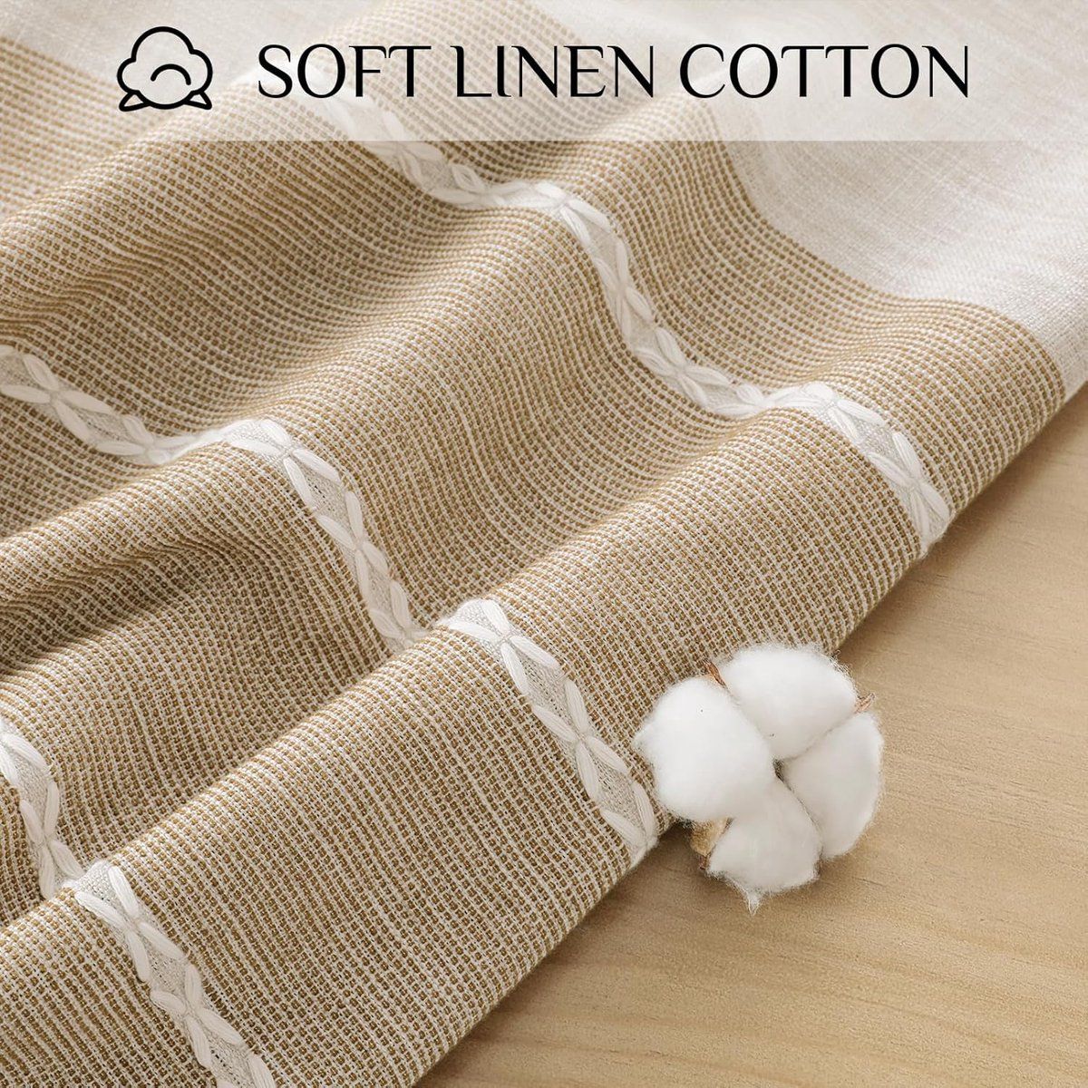 Bohemian Waterproof Tablecloth Linen Cotton Blend With Tassels Wrinkle Resistant For Indoor Outdoor Dining Parties Coffee, 90 x 90 cm