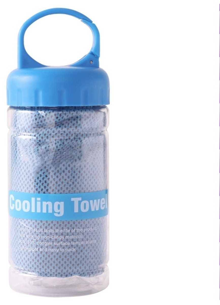 Cooling Towel Instant Cool Breathable Super Absorbent Quick Drying For Sports Gym Running Yoga Camping With Carry Bottle Clip Blue