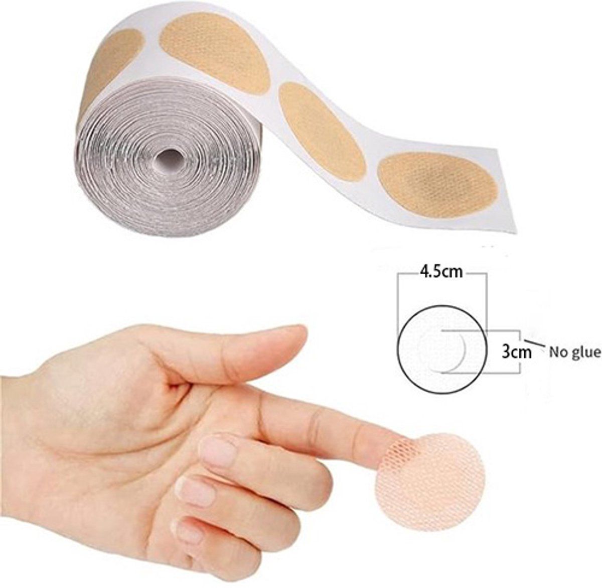 Mens Nipple Covers Tape Roll, 50 Self Adhesive Anti Chafing Pads, Sweat Resistant Soft Breathable Nonwoven, Skin Tone, 4.5 cm