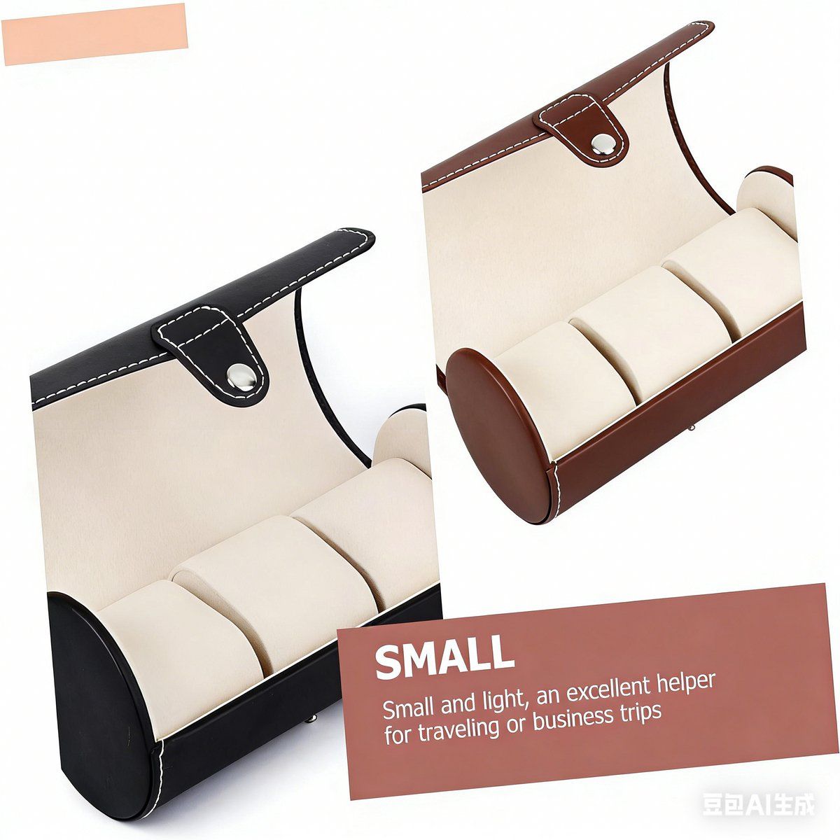 2 Pack Watch Travel Case PU Leather Watch Roll With Velvet Lining For Men And Women Travel And Home Storage Black Brown, 19 x 9 cm