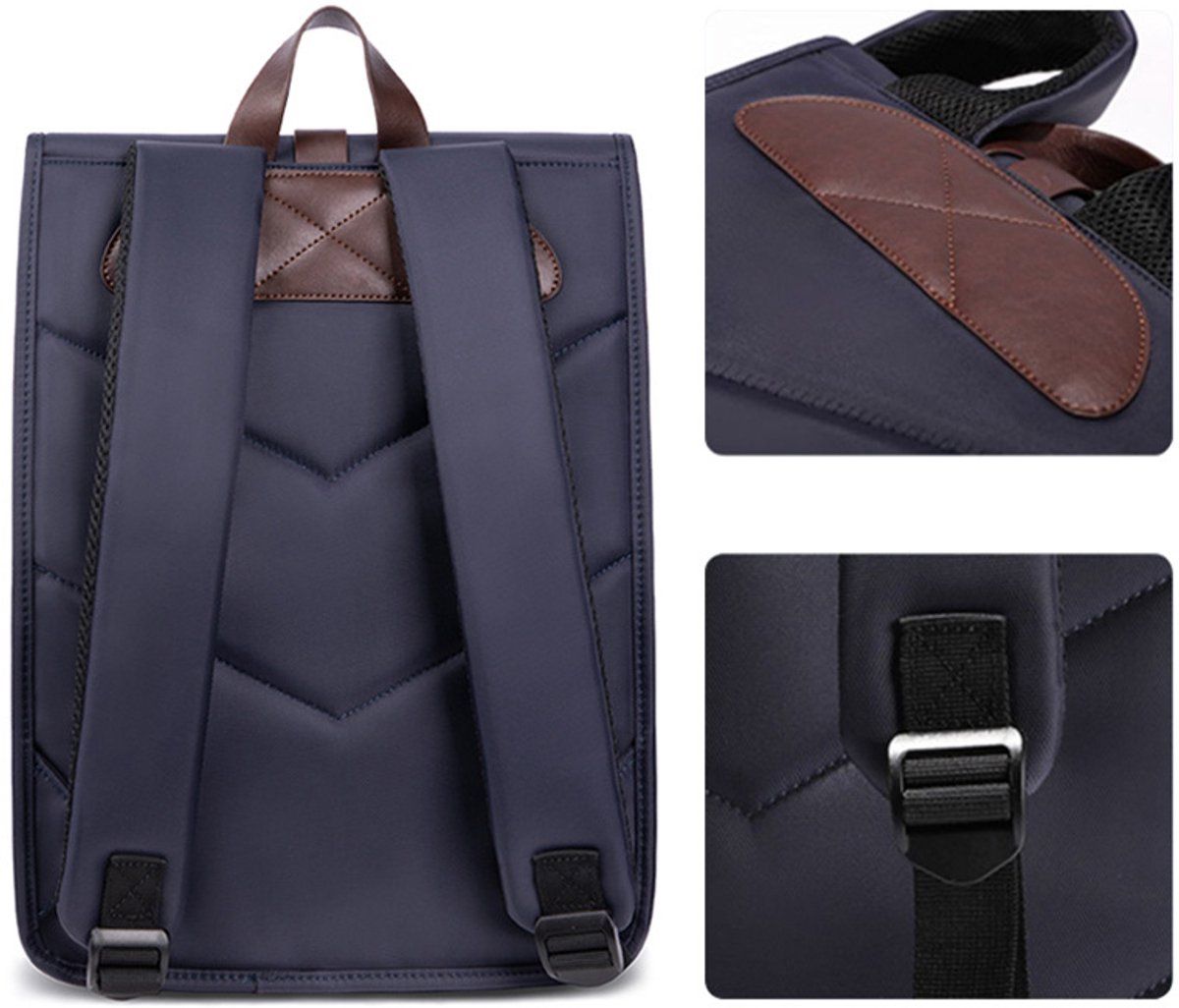 Laptop Backpack, Water Resistant Canvas With Anti Theft Compartments, Blue, 14 in, 28 x 14 x 38 cm