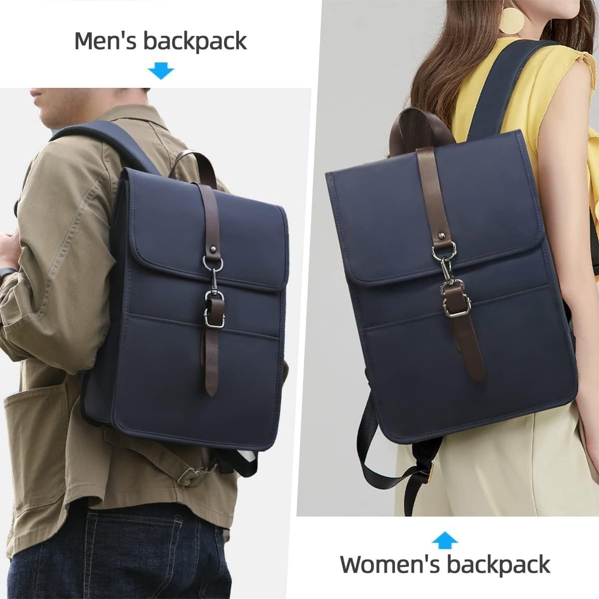 Laptop Backpack, Water Resistant Canvas With Anti Theft Compartments, Blue, 14 in, 28 x 14 x 38 cm