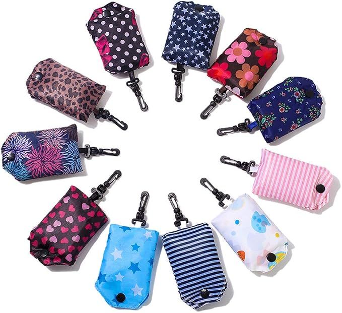 6 Piece Foldable Shopping Bags 190T Polyester, 26 g Each