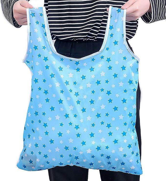 6 Piece Foldable Shopping Bags 190T Polyester, 26 g Each