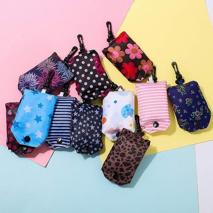 6 Piece Foldable Shopping Bags 190T Polyester, 26 g Each