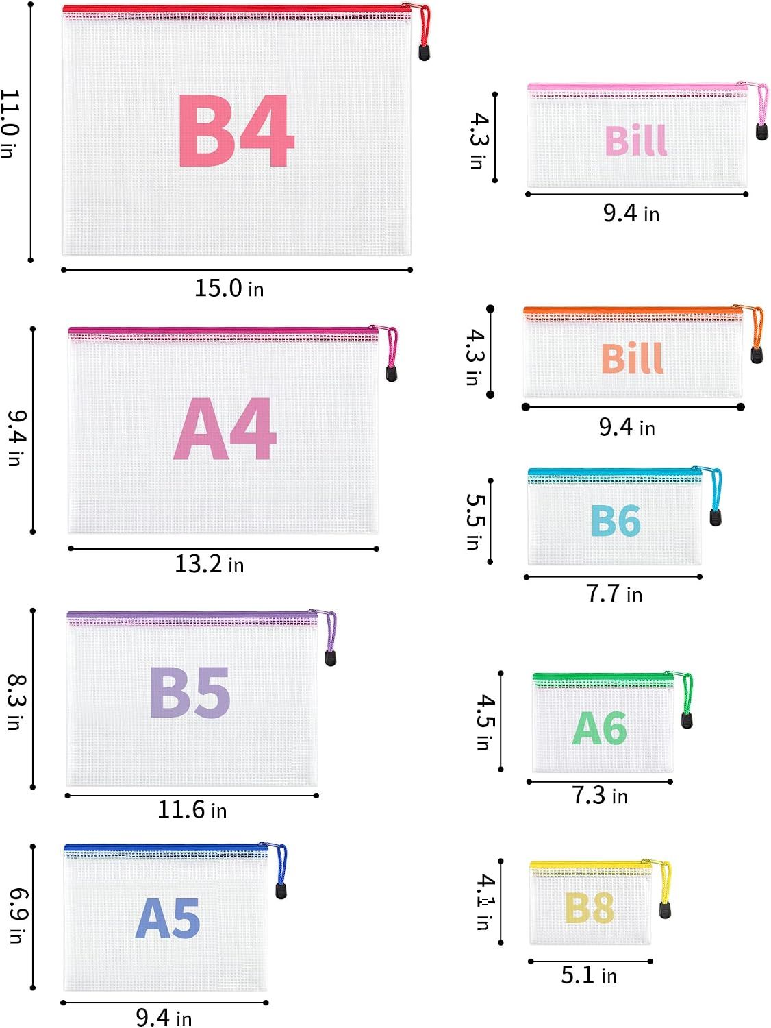 18 Piece Mesh Zipper Pouches 8 Sizes 9 Colors