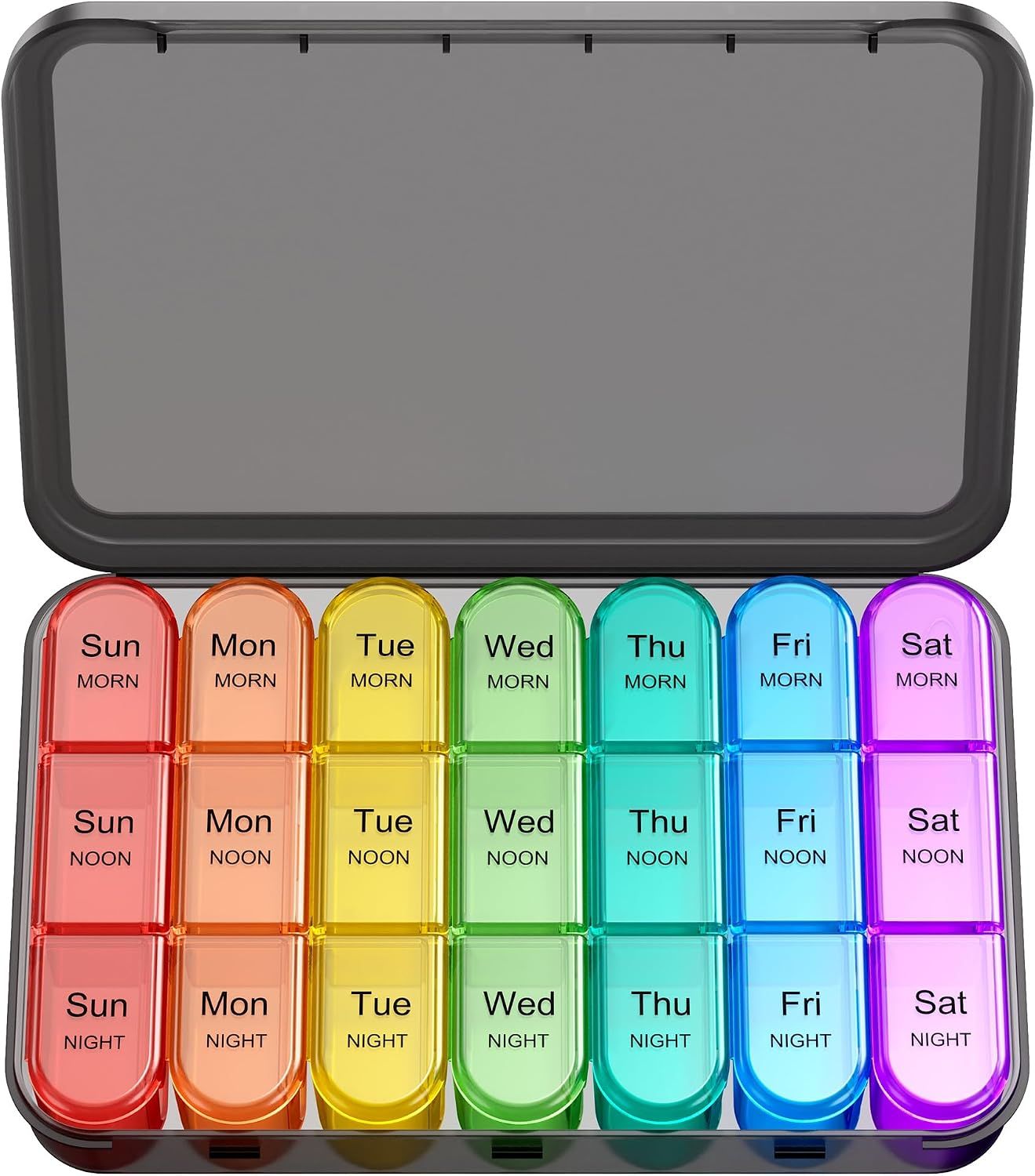 7 Day Pill Box 3 Compartments per Day Black