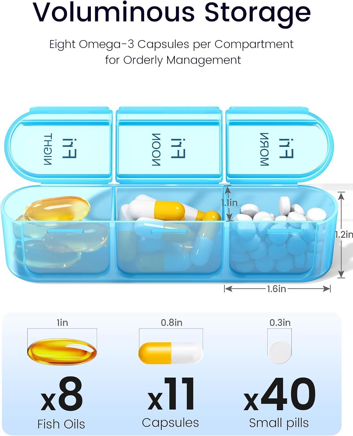 7 Day Pill Box 3 Compartments per Day Black