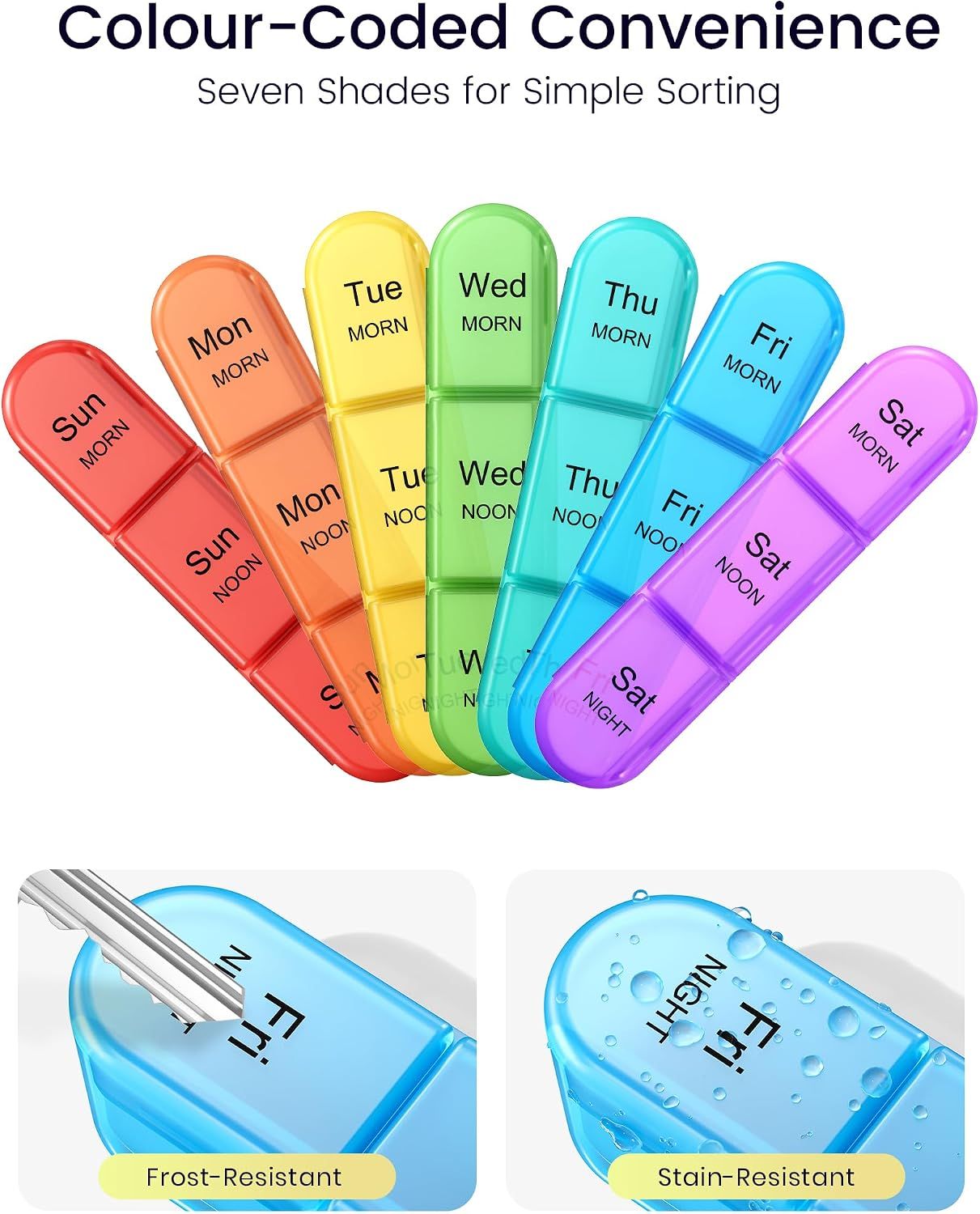 7 Day Pill Box 3 Compartments per Day Black