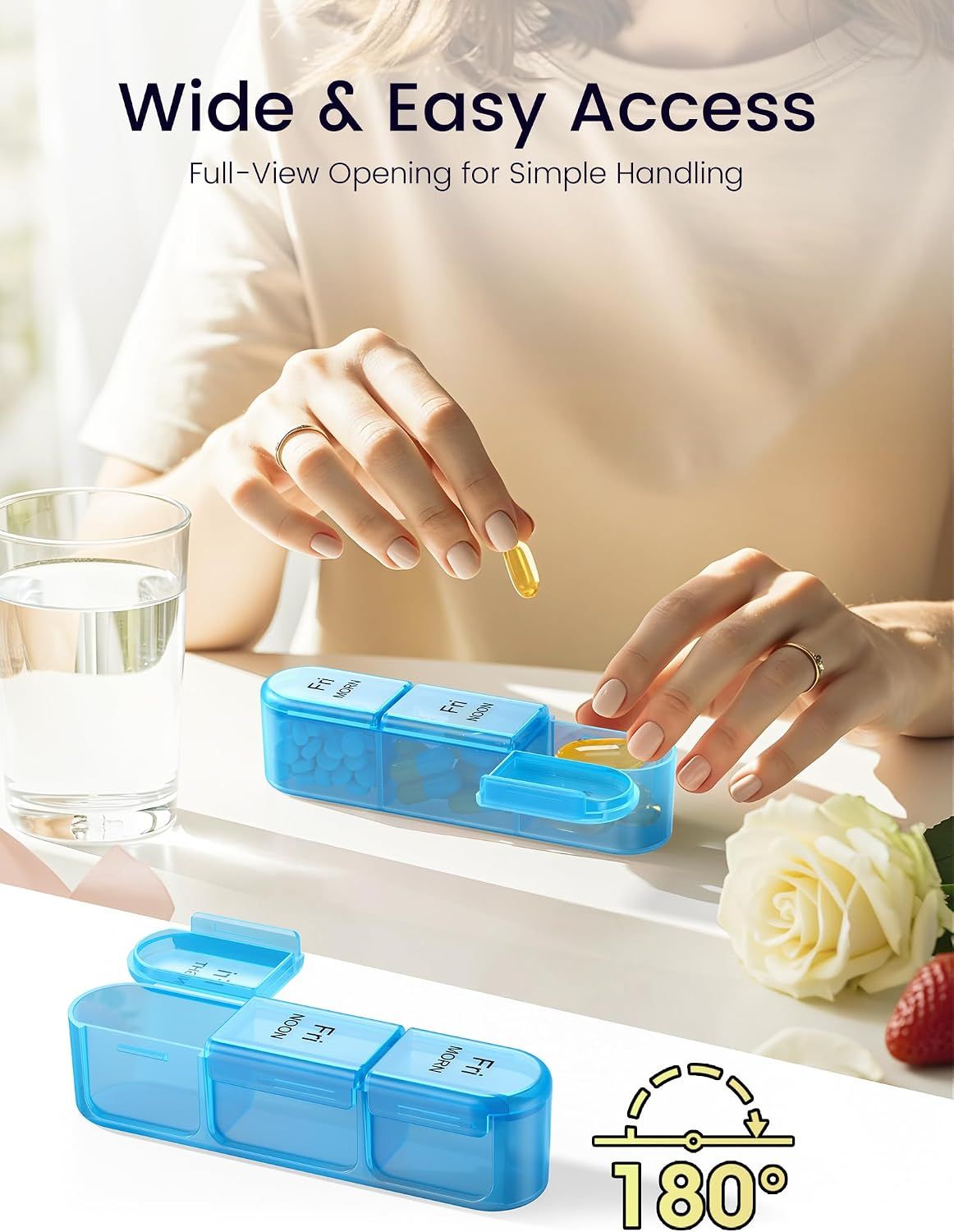 7 Day Pill Box 3 Compartments per Day Black