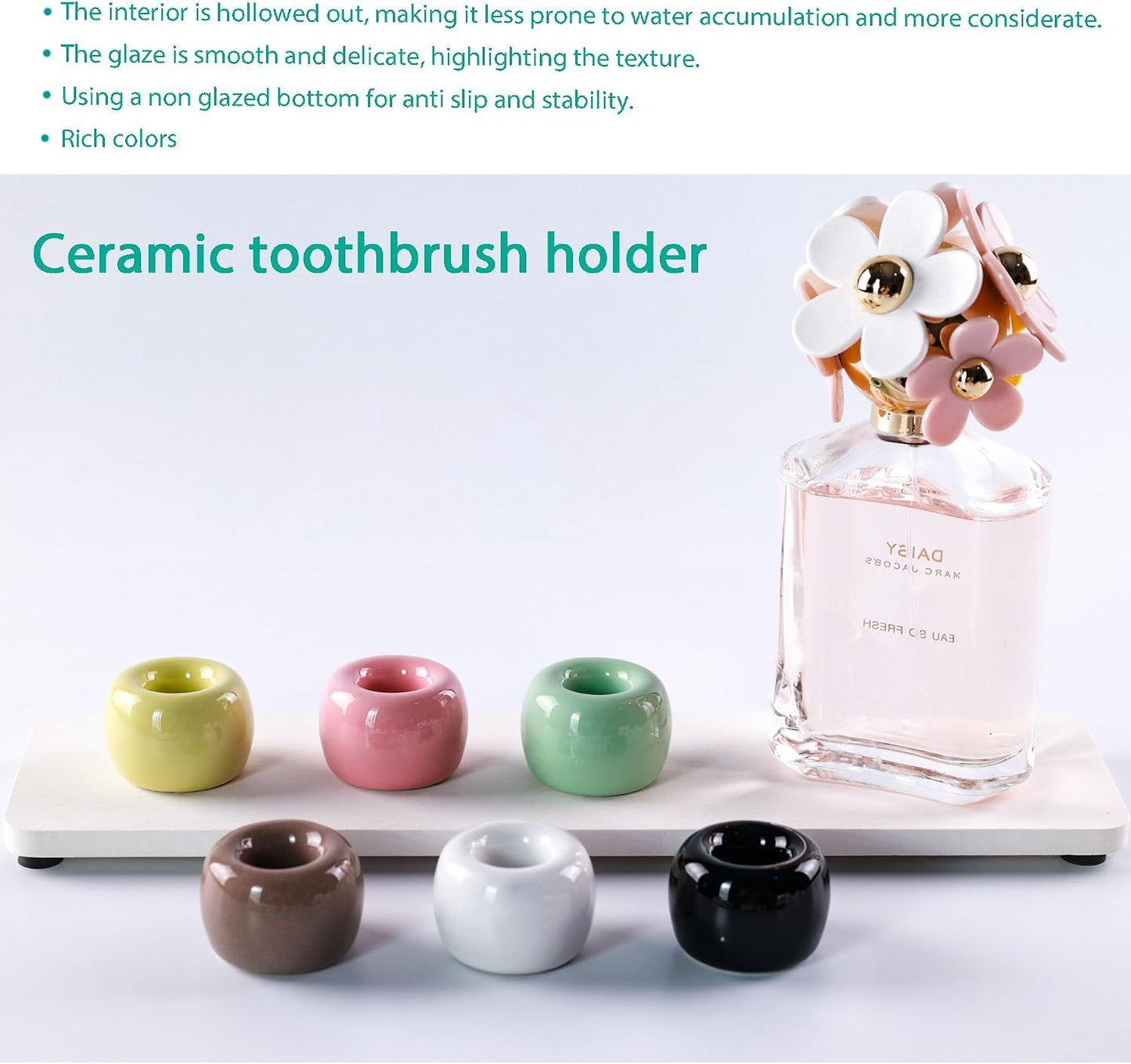 6 Piece Ceramic Toothbrush Holder Set 6 Colors, 4 x 4 cm