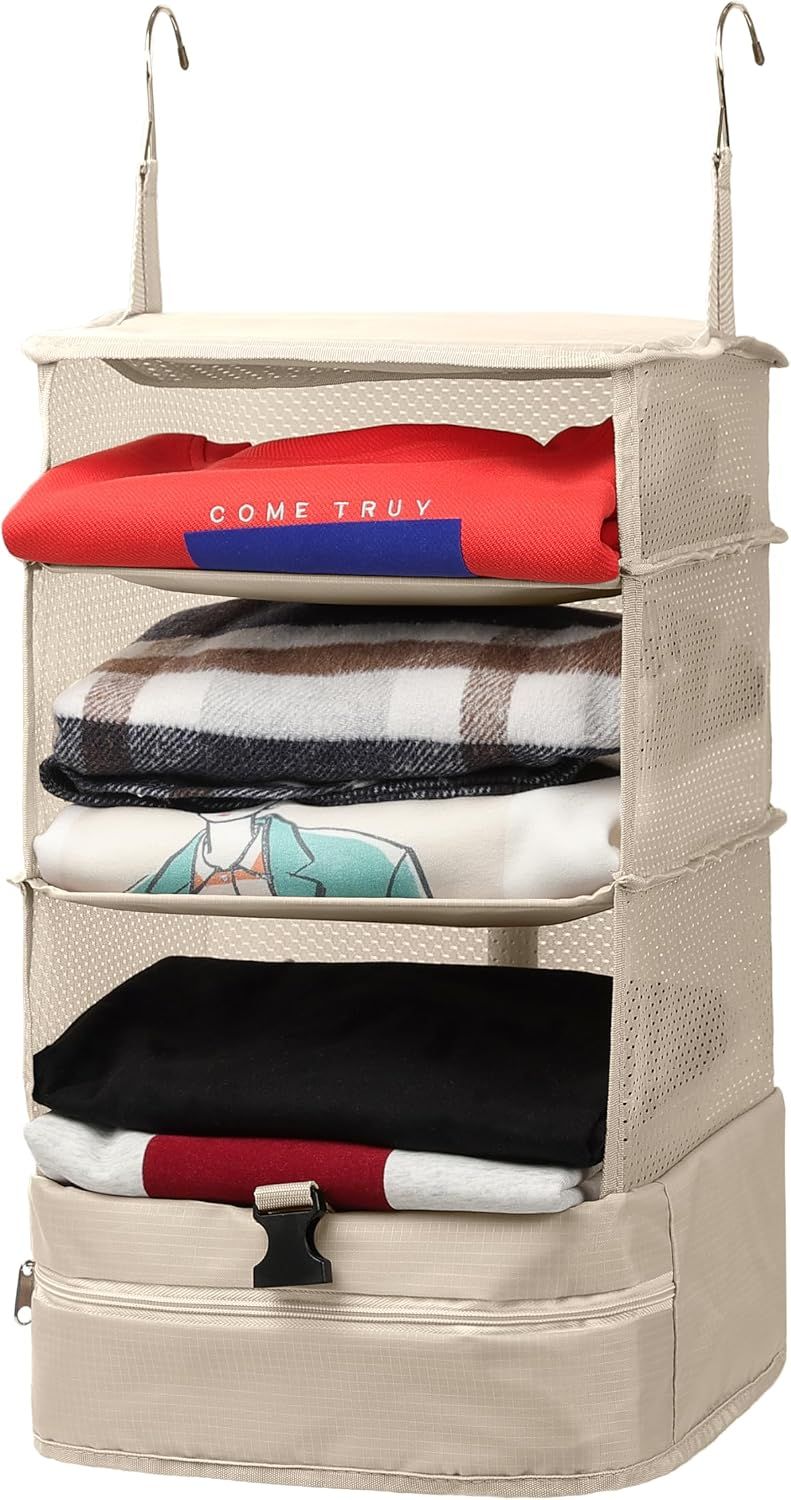 Hanging Packing Cube Clothing Organizer Beige, 30 x 30 x 61 cm