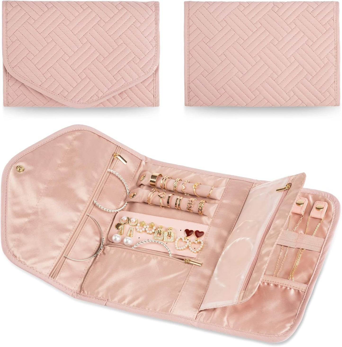Foldable Travel Jewelry Organizer Pink, 43 x 23 cm