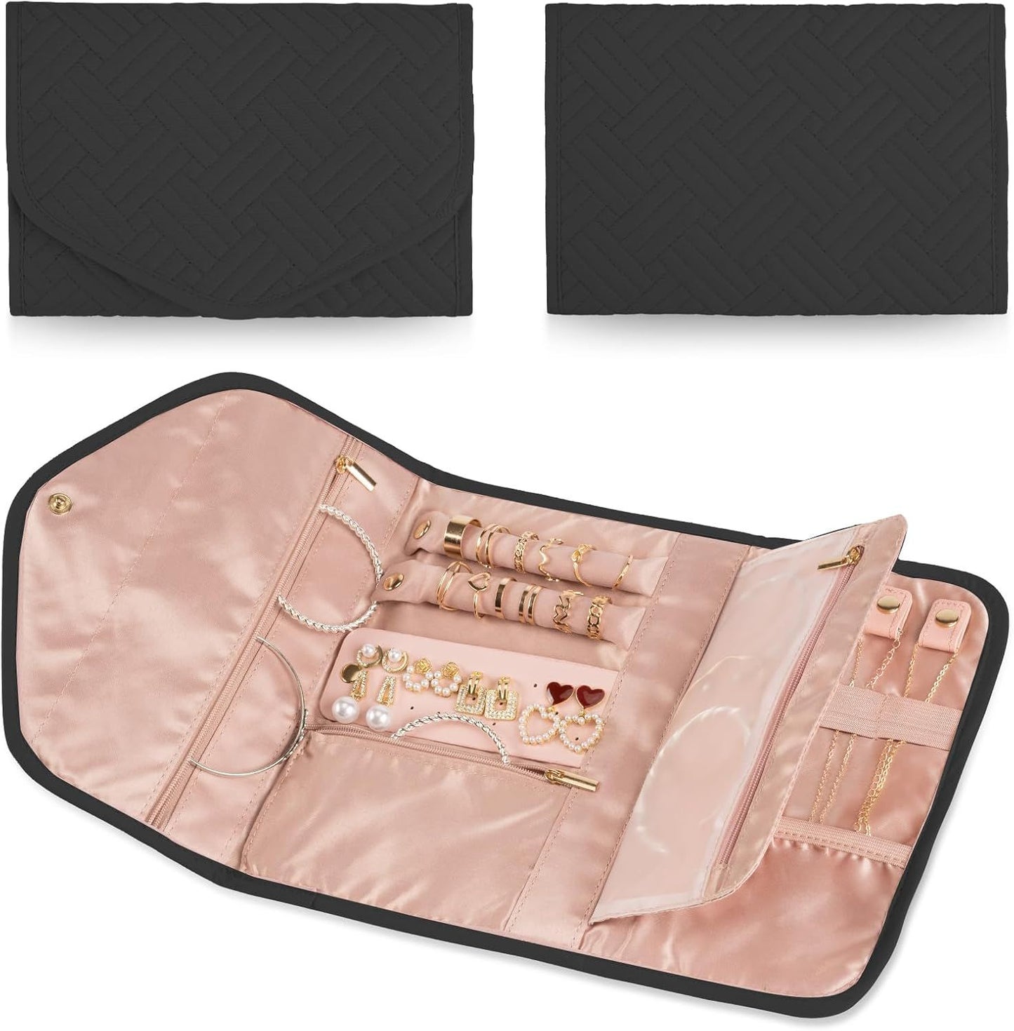 Foldable Travel Jewelry Organizer Black, 43 x 23 cm