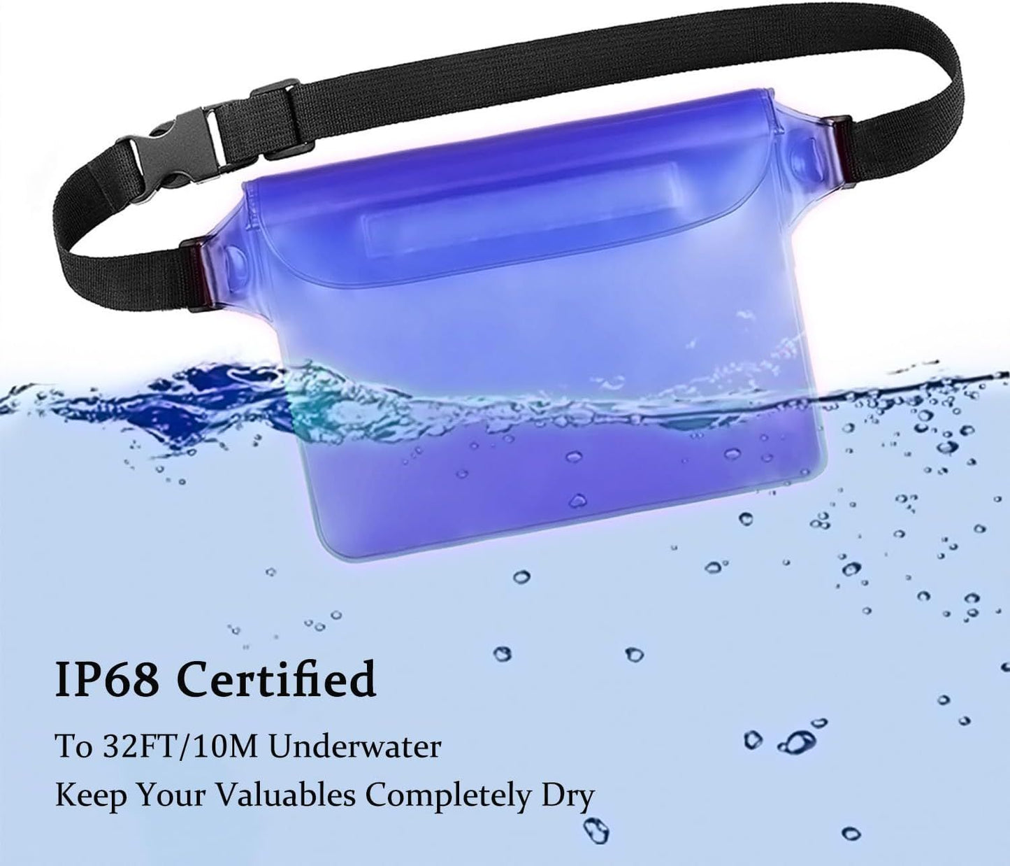 2 Piece Waterproof Waist Bag Set Adjustable Black