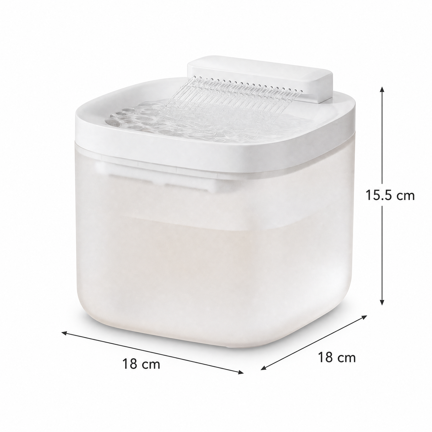 White Cat Water Fountain 3L, Wired Pet Water Dispenser for Cats & Small Dogs, Waterfall-Style Quiet Drinking Fountain with Filter, Easy-Clean ABS+PP Bowl, 5V 1A