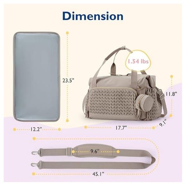 Brown Large Quilted Diaper Bag Tote, Multi‑Functional Travel Baby Bag with Changing Mat & Pacifier Pouch, Stylish Maternity Hospital Bag for Labour & Delivery