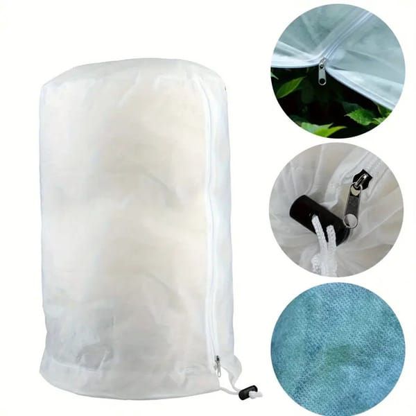 Reusable Plant Frost Protection Bag with Drawstring, Winter Garden Plant Cover, White, L‑Size 120x180cm