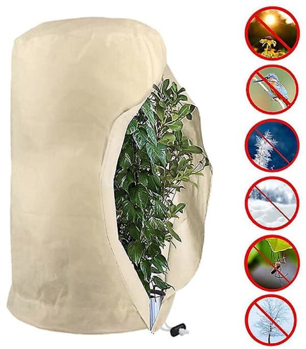 Reusable Plant Frost Protection Bag with Drawstring, Winter Garden Plant Cover, White, L‑Size 120x180cm