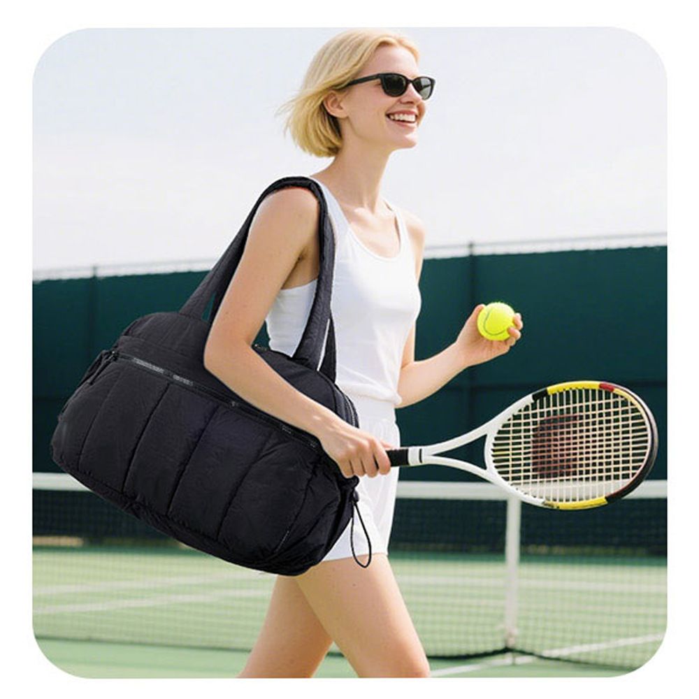 Large Capacity Travel Gym Duffle Bag - Waterproof Cloud Shoulder Tote for Women - Dry Wet Separation Overnight Weekender Bag for Fitness Business Trip - Black