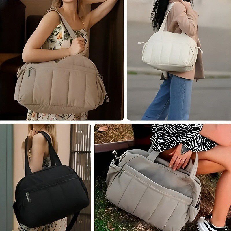 Large Capacity Travel Gym Duffle Bag - Waterproof Cloud Shoulder Tote for Women - Dry Wet Separation Overnight Weekender Bag for Fitness Business Trip - Black