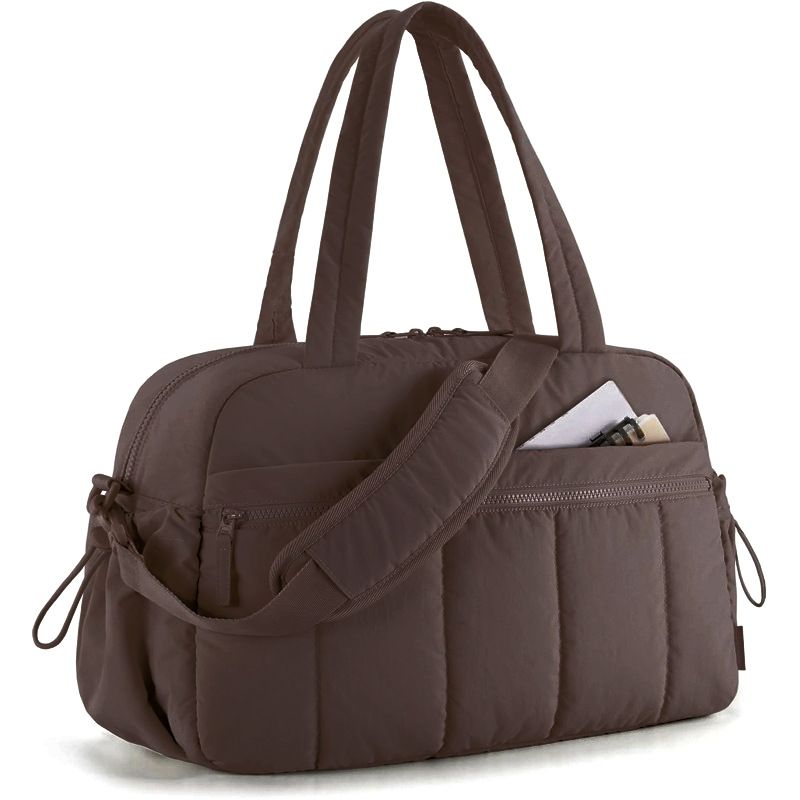 Large Capacity Travel Gym Duffle Bag - Waterproof Cloud Shoulder Tote for Women - Dry Wet Separation Overnight Weekender Bag for Fitness Business Trip - Brown