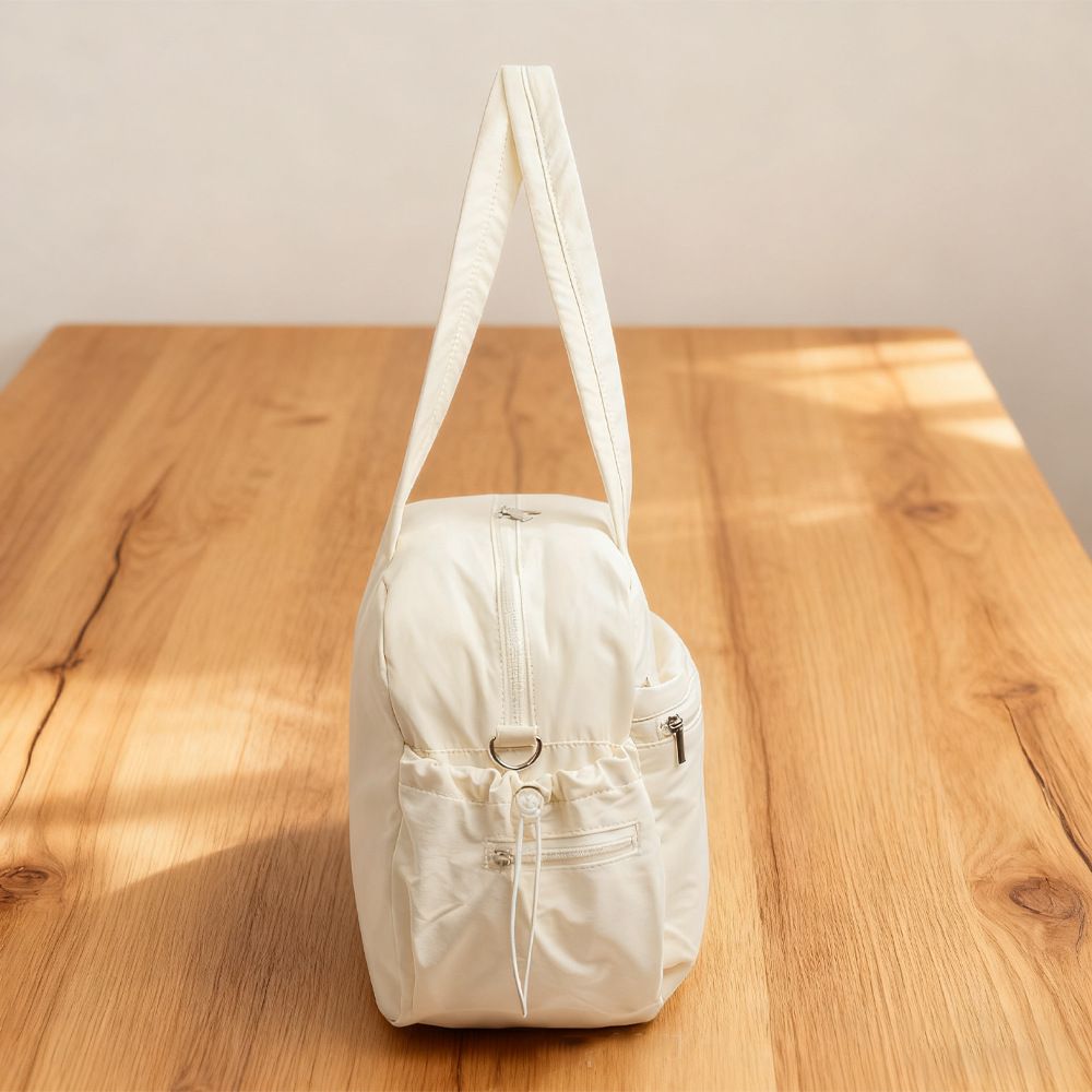Large Capacity Travel Gym Duffle Bag - Waterproof Cloud Shoulder Tote for Women - Dry Wet Separation Overnight Weekender Bag for Fitness Business Trip - Off White