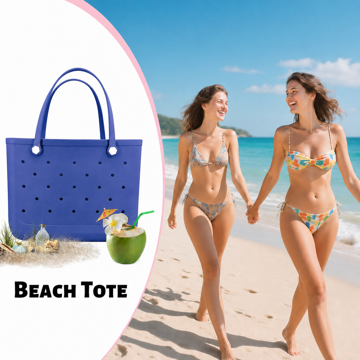 Waterproof Hexagon Mesh Beach Bag - Large Capacity Travel Storage Tote for Swimwear Towel Sunglasses - Royal Blue Large 48x34x24cm
