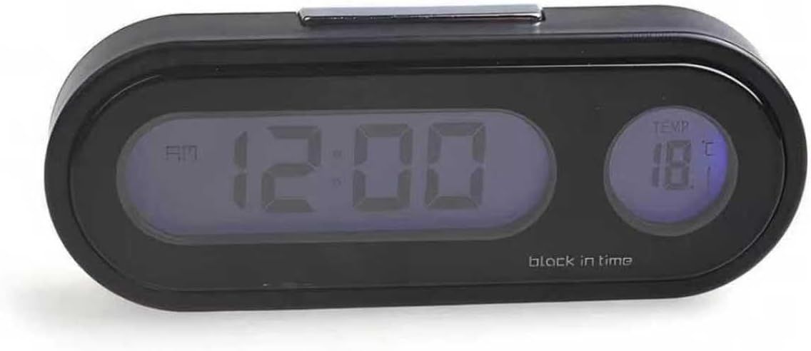 Car Clock, LED Luminous Dashboard Digital Clock, Angle-Adjustable Dual Screen Display for 12/24 Hours Switching Time & Temp, Self-Adhesive Mini Parts for Car & Home (Black)