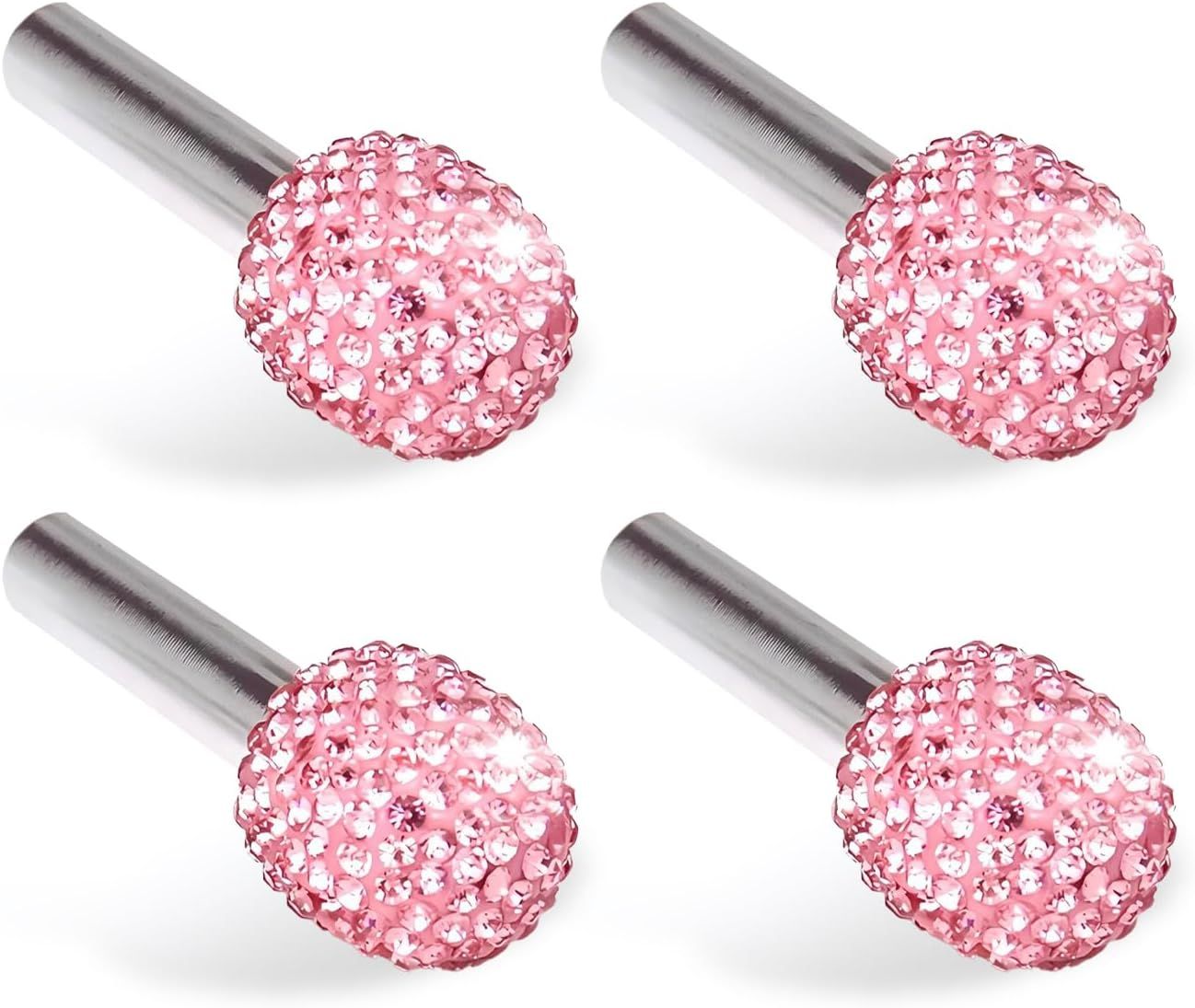 4 PCS Bling Car Door Lock Covers, Luxury Rhinestone-encrusted Door Latch Cap, Anti-rust Non-slip Pull Knob Decorative Cover, Universal Sparkly Interior Modification for Most Cars (Pink)