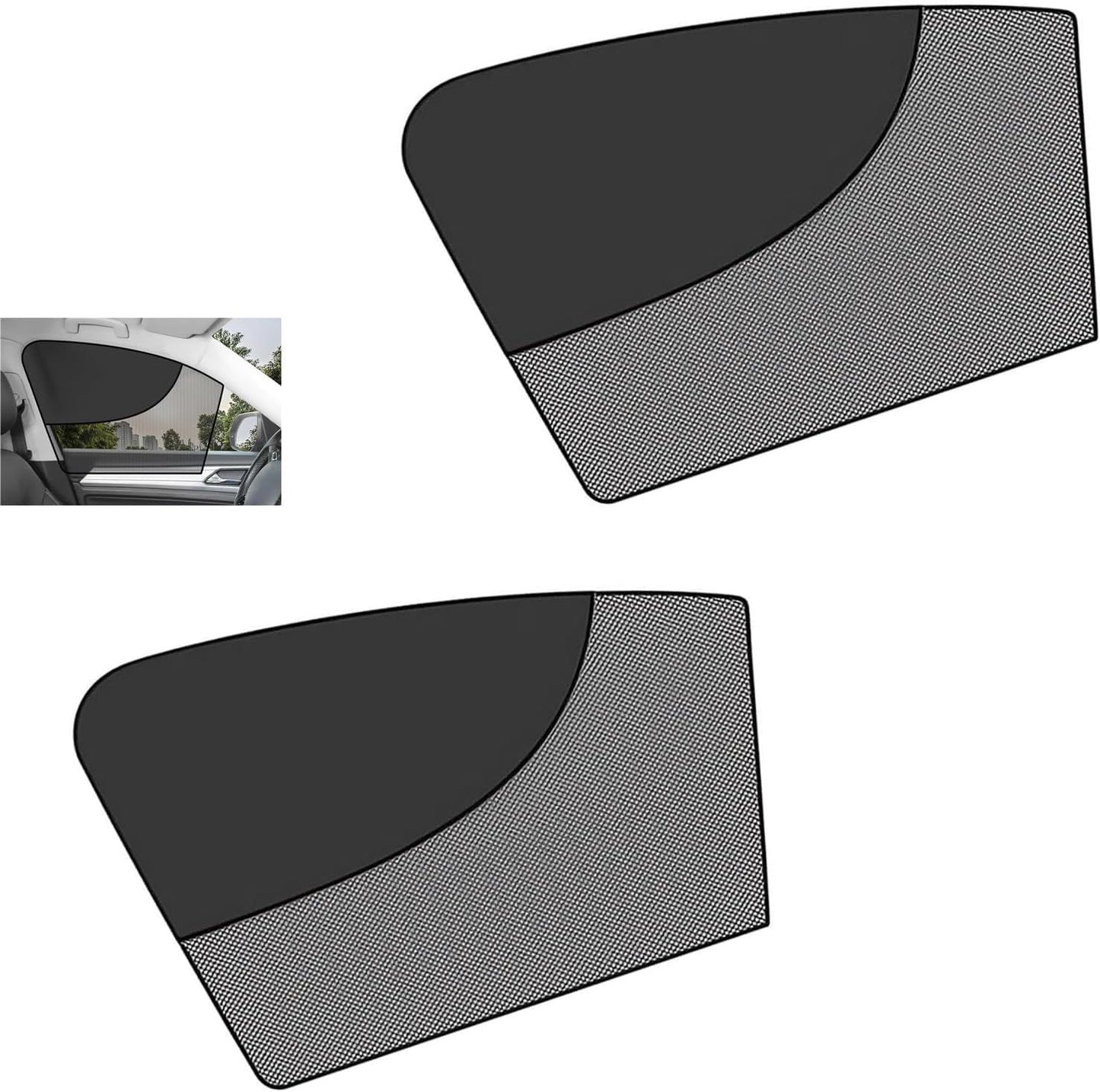 2 PCS Car Side Window Shades, Double-Layer Sun Blocking & Heat Insulation Shield for Baby Kids, Mesh Full/Half Privacy Protection & Ventilation Curtain, Foldable Cover for Most Cars (Black)