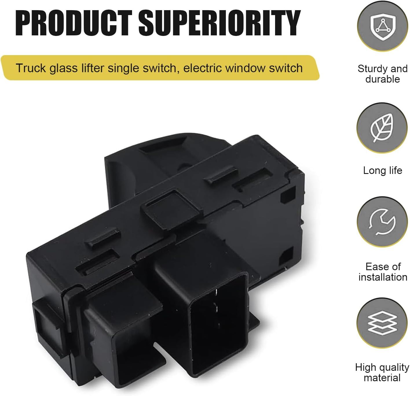 Car Power Window Switch, Front Right & Rear Left Right Side Window Lift Switch, OEM# 15162028 15888174 22864837 22895545 25877776, Compatible with Chevy Silverado GMC Sierra Buick (Black)
