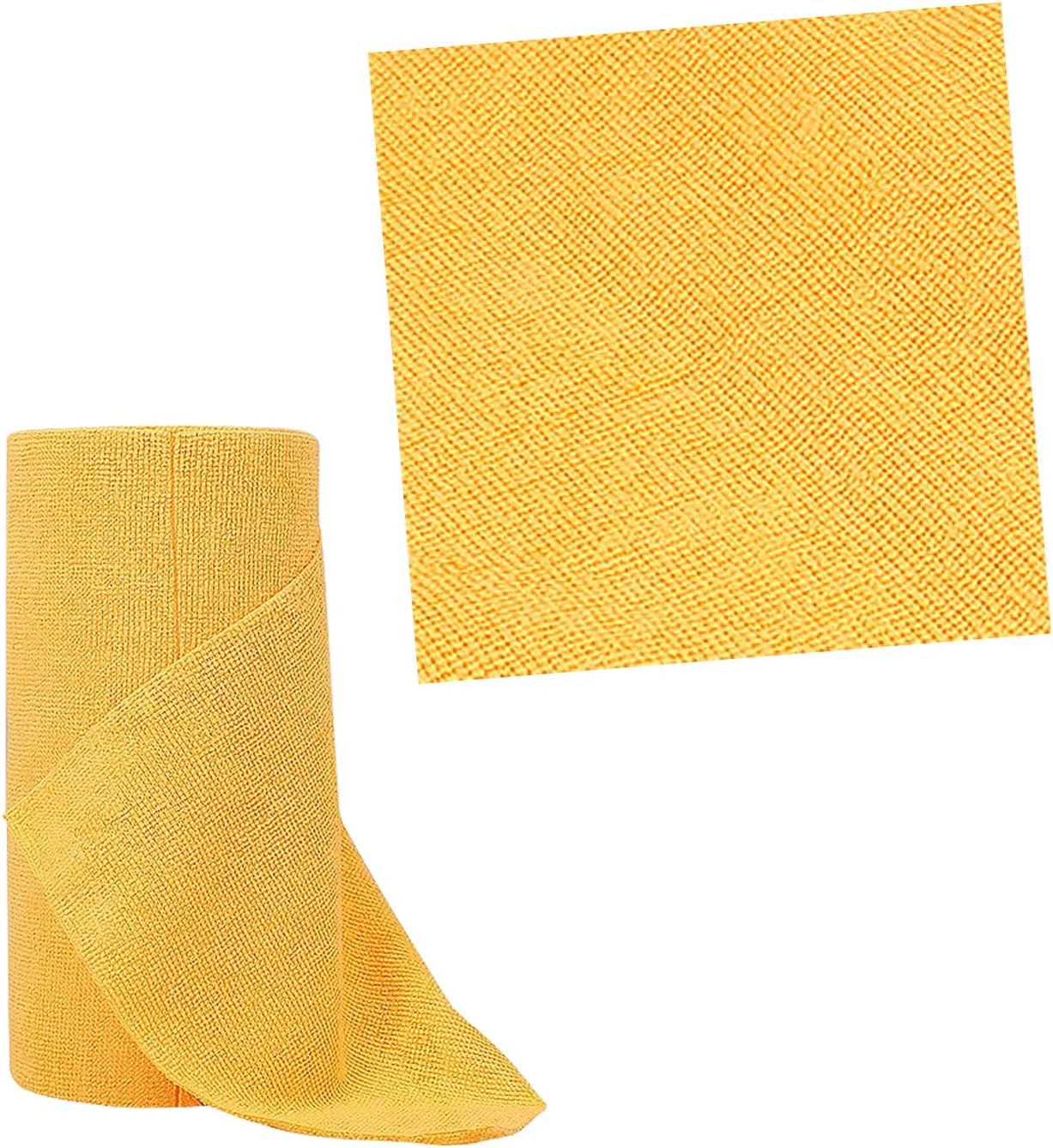 20 PCS Car Microfiber Cleaning Cloth Roll, Highly Absorbent Quick-Dry Towel with Tear Away Design, Washable Lint-Free Rag, Multi-Purpose Reusable Wash Cloth for Car Home Kitchen (Yellow)
