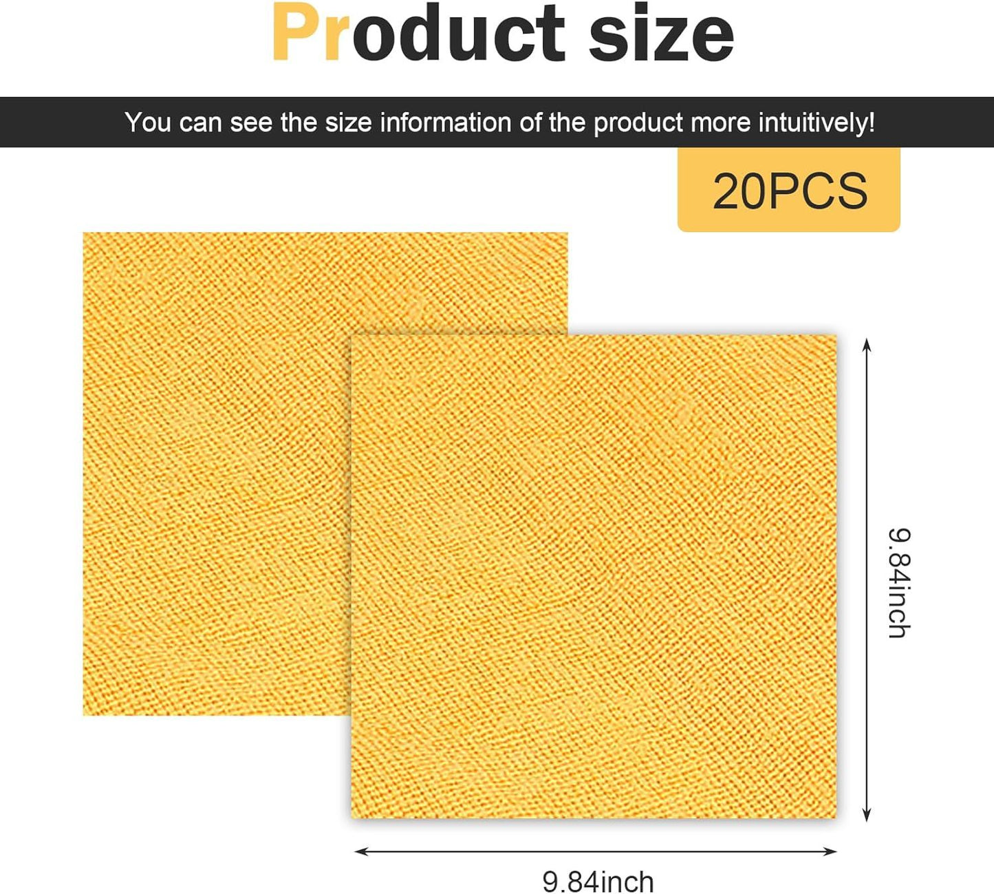 20 PCS Car Microfiber Cleaning Cloth Roll, Highly Absorbent Quick-Dry Towel with Tear Away Design, Washable Lint-Free Rag, Multi-Purpose Reusable Wash Cloth for Car Home Kitchen (Yellow)