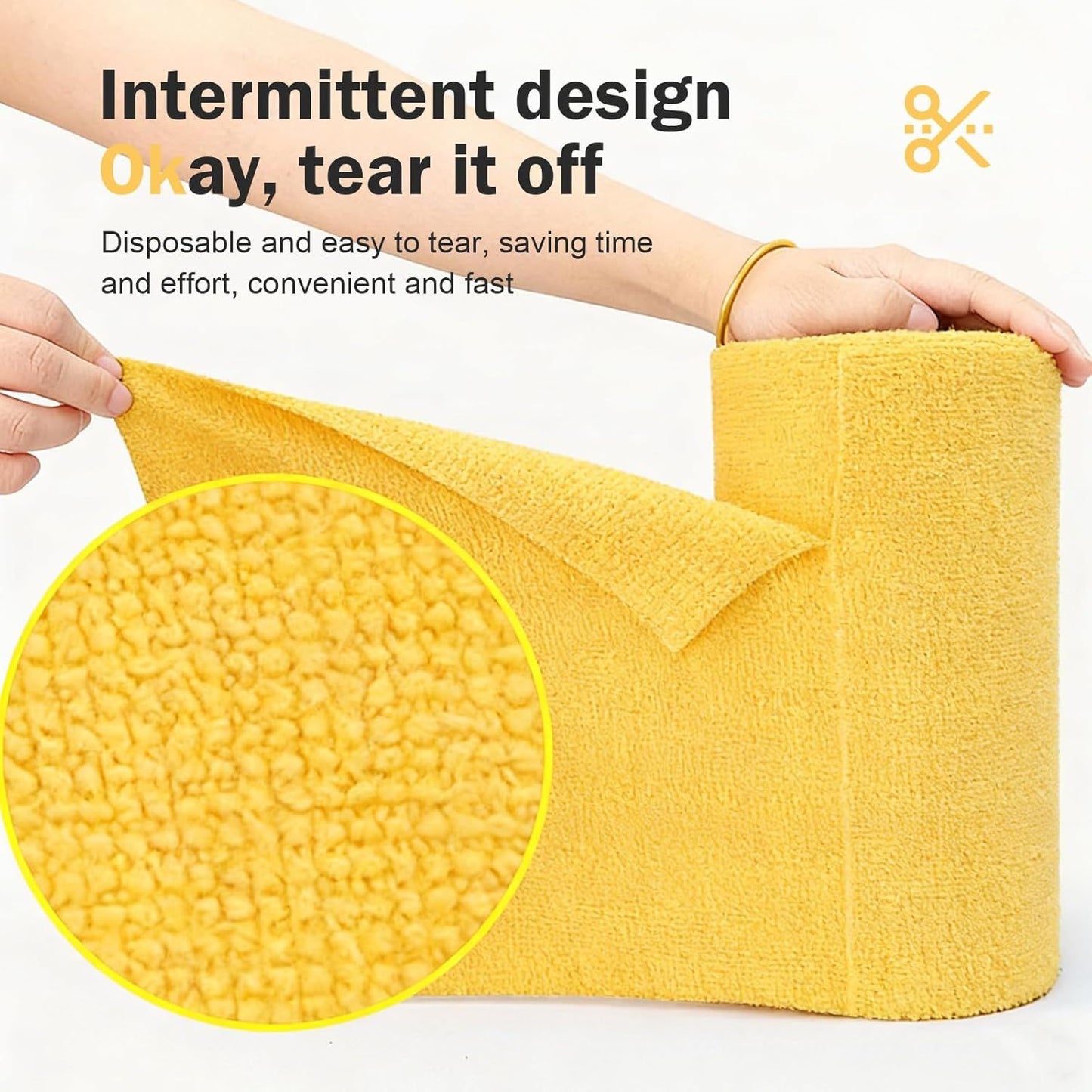 20 PCS Car Microfiber Cleaning Cloth Roll, Highly Absorbent Quick-Dry Towel with Tear Away Design, Washable Lint-Free Rag, Multi-Purpose Reusable Wash Cloth for Car Home Kitchen (Yellow)